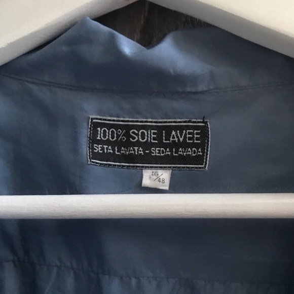 VINTAGE FRENCH SILK! Chic Baby Blue, Vintage, French, Silk Blouse. - Picture 3 of 8